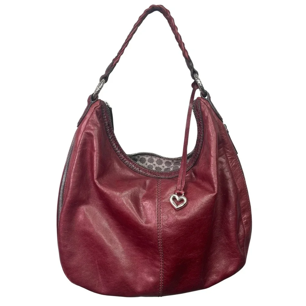 VTG Brighton Florencia Valencia Hobo Burgundy Shoulder Bag, Expandable,‎ leather